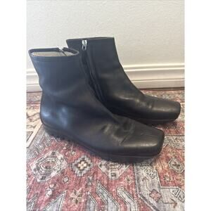 Jil Sander Women's Black Boots Black Square Toe Chelsea Boots Zip Size 9.5